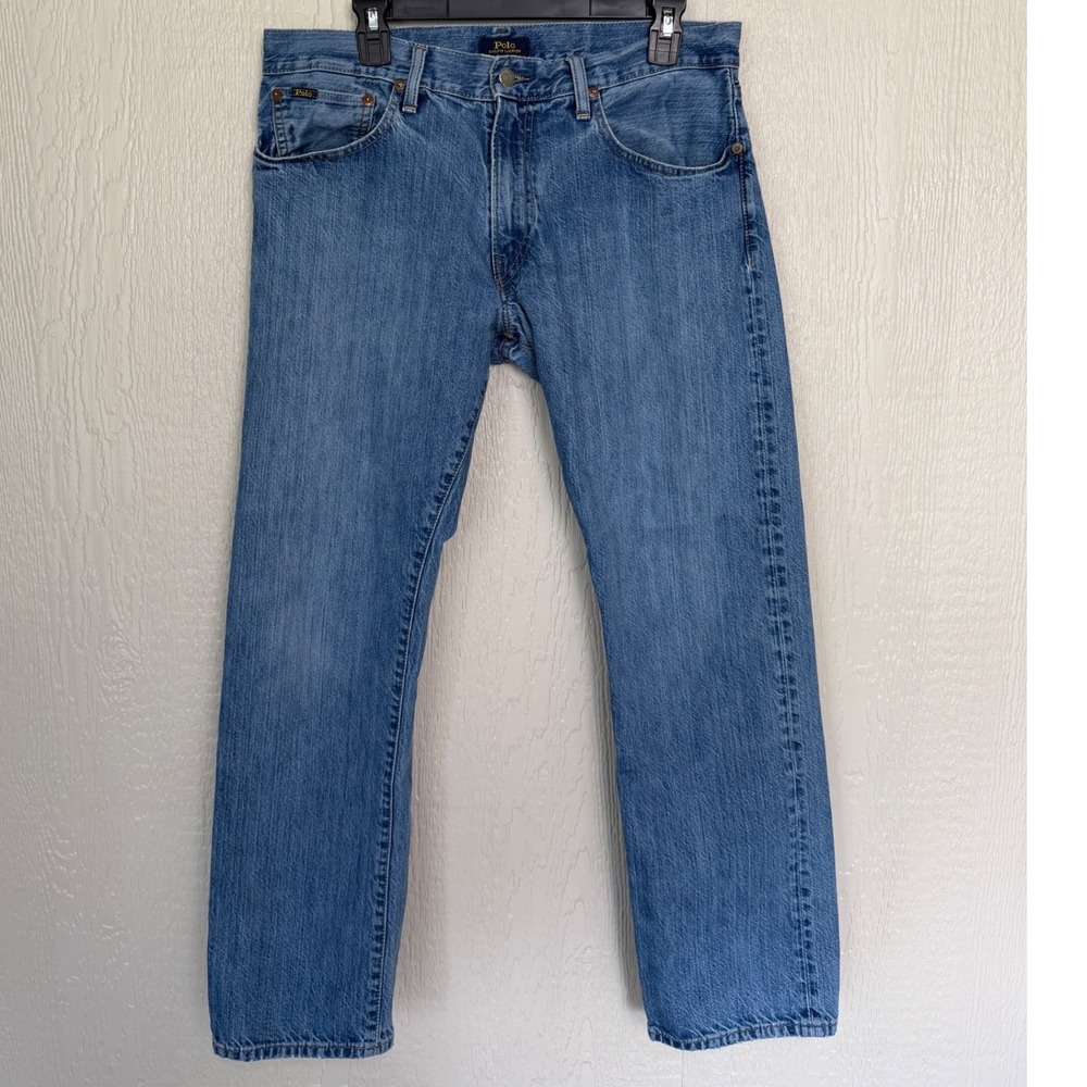 Polo Ralph Lauren Hampton Relaxed Straight Blue Jeans Mens 33/30 Medium Wash